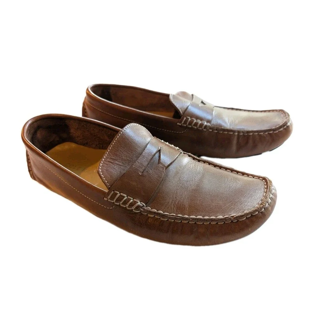 COLE HAAN Howland Shoes Mens 8M Brown Penny Loafers Driving Moccasin Preppy